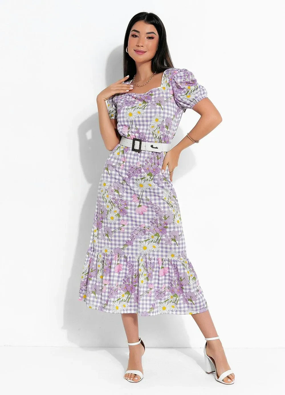 Rosalie - Vestido Floral com Manga Bufante