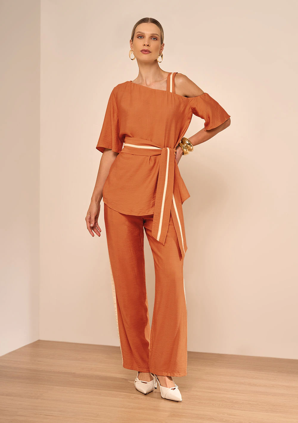 Blusa Um Ombro Só Aroeira Laranja