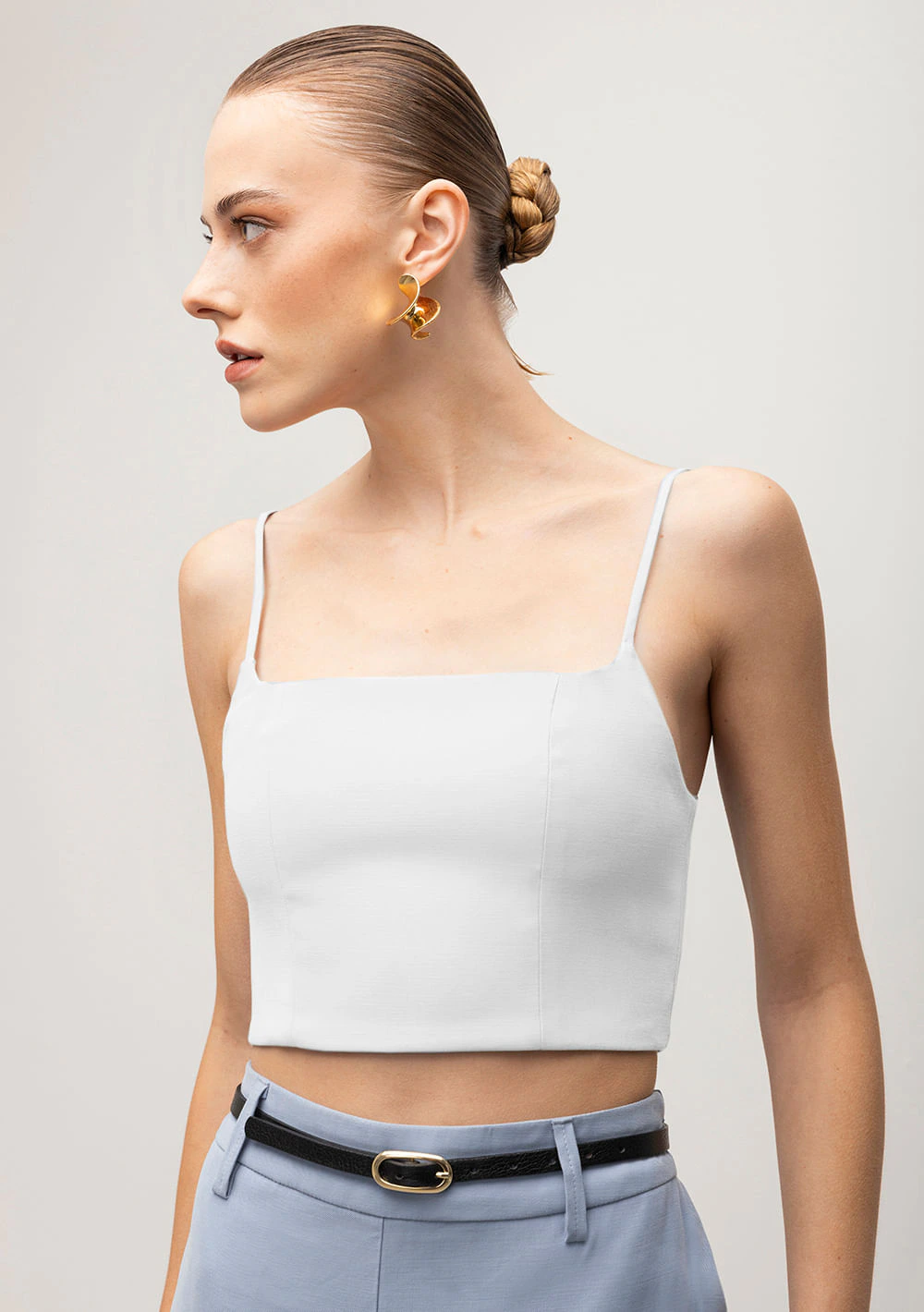 Top Iódice Cropped Alça Com Recorte Off White