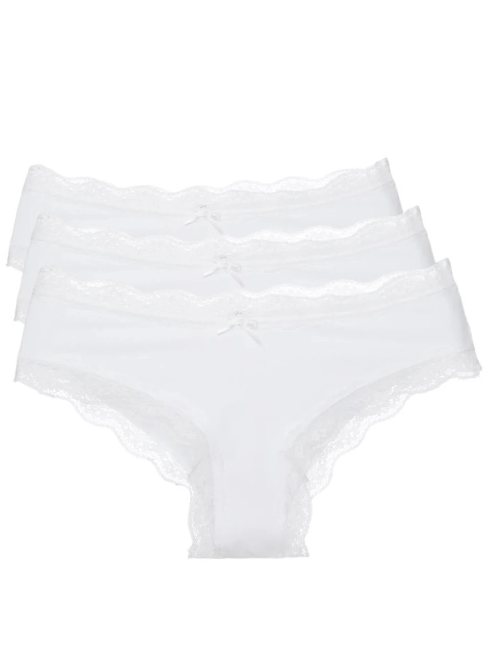 Kit 3 Calcinhas Boyshort Microfibra Renda Pop Colors Branco