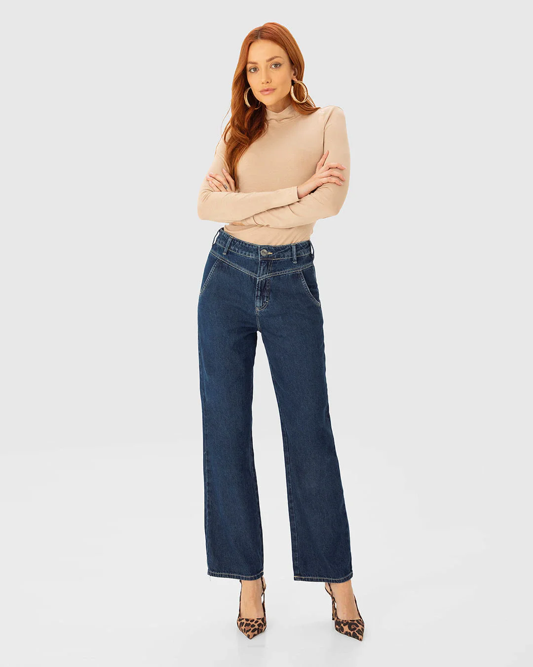 Calça Feminina Reta 90's Cintura Alta Em Jeans 100% Algodão - ENFIM
