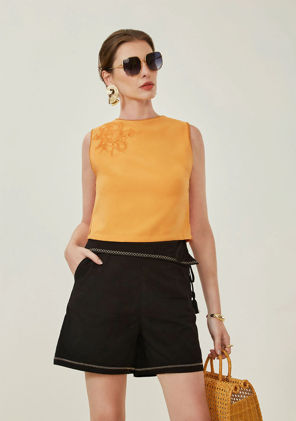 Shorts Maria.Valentina Reto Alta Preto