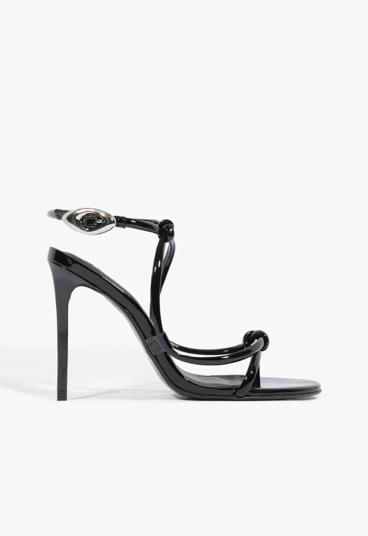 Sandália Salto Alto Glam Curves Couro Preta