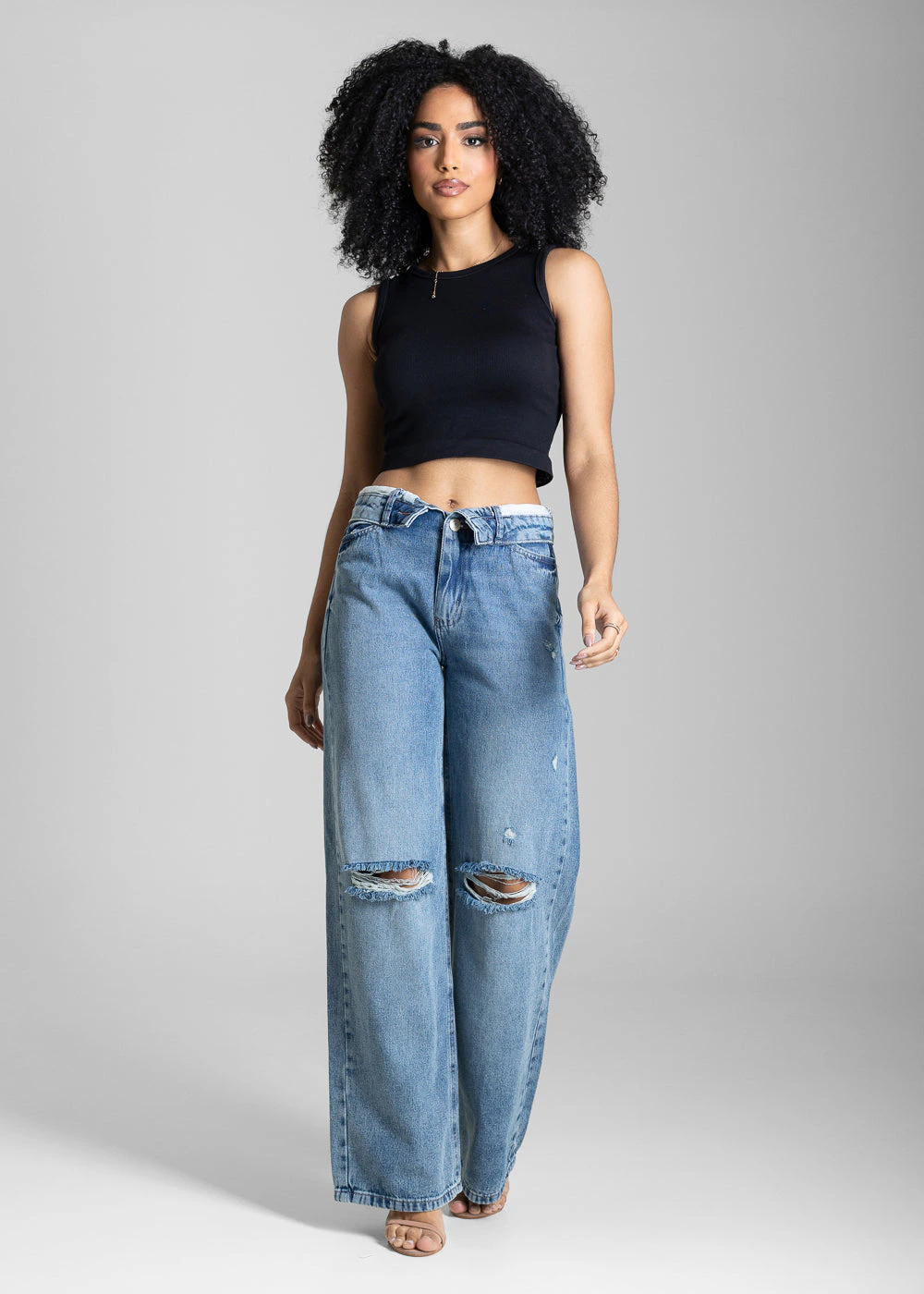 Calça Jeans Sawary Balloon Cós Duplo - 283787 AZUL