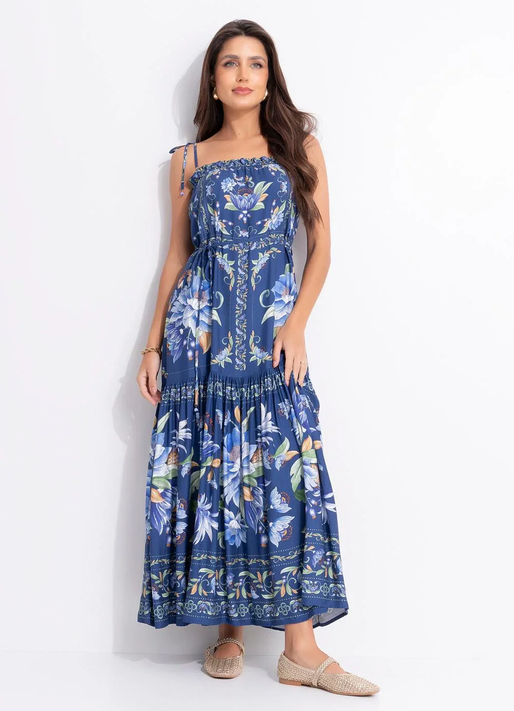 Farm - Vestido Floral Ana Azul