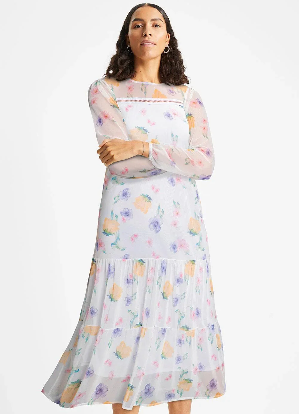 bonprix - Vestido Floral Botânico em Tule