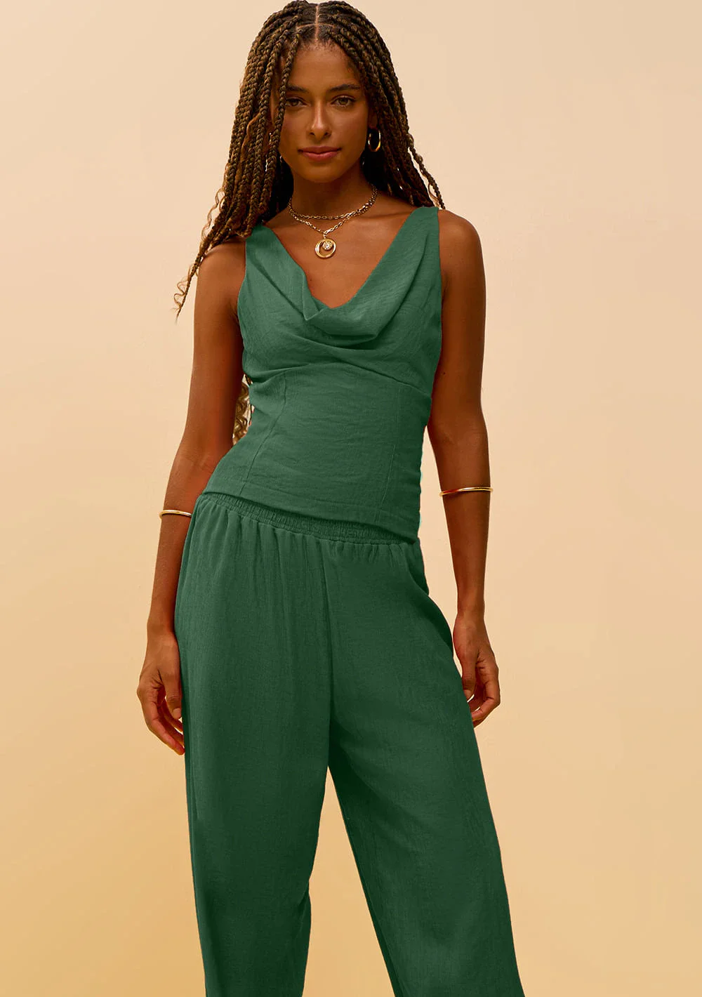 Regata Zinco Ajustada Decote Careca Padrão Verde