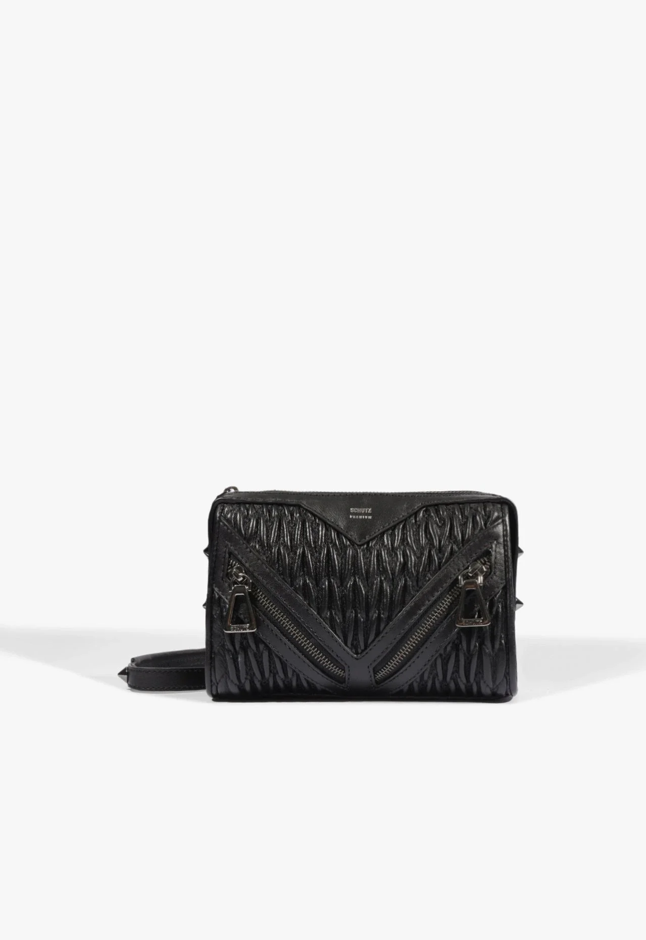 Bolsa Tiracolo Suki Pequena Couro Preta