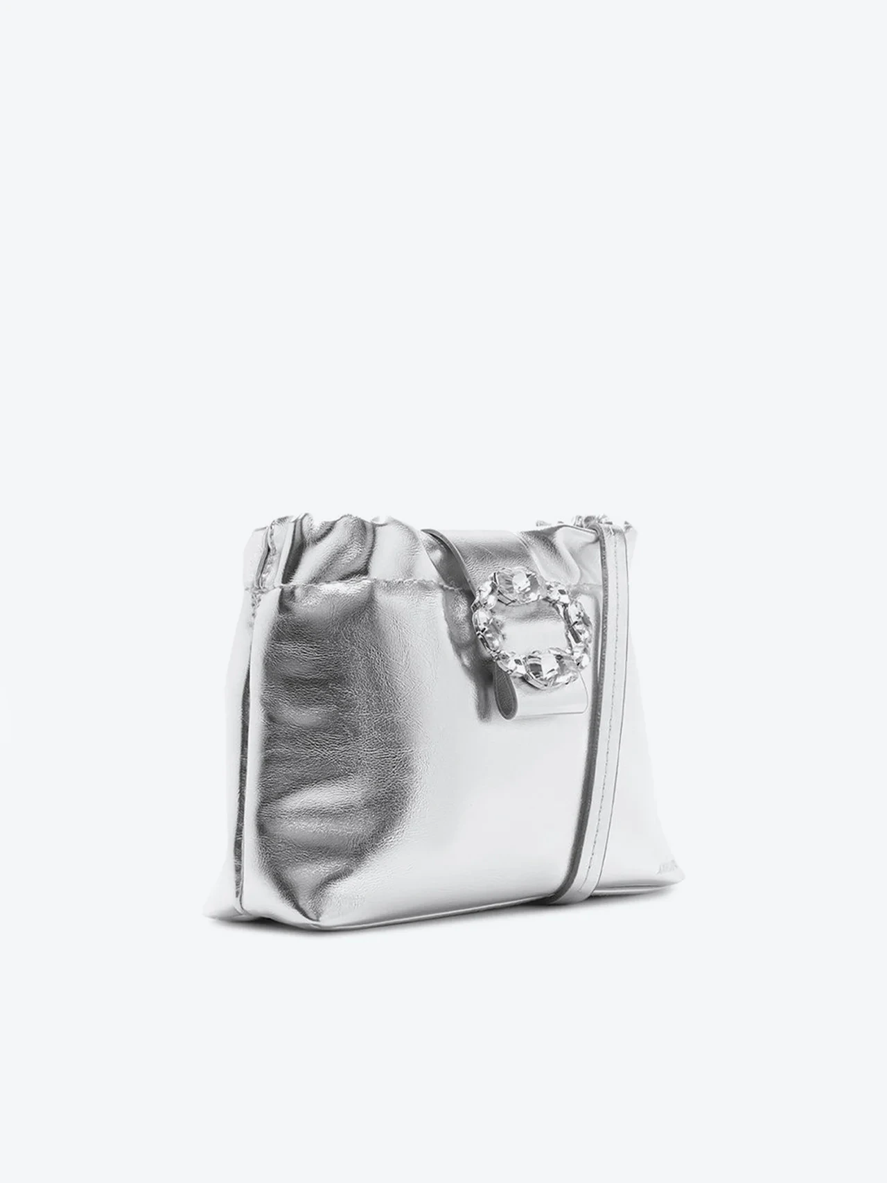 Bolsa Tiracolo Pequena Detalhe Pedraria Prateada