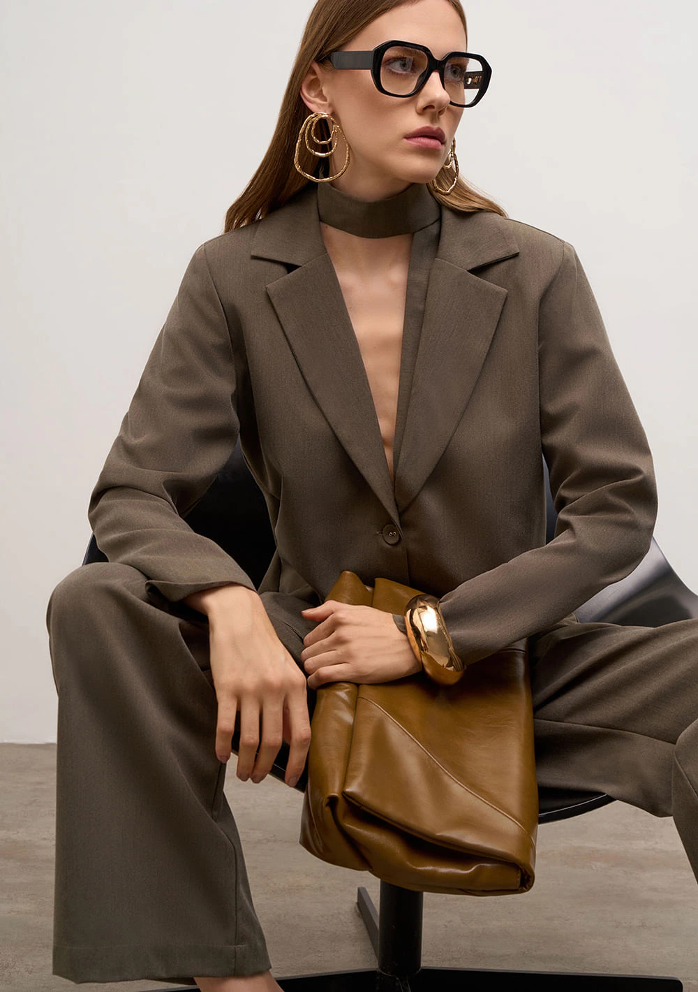 Blazer Iódice Solto Manga Longa Padrão Verde