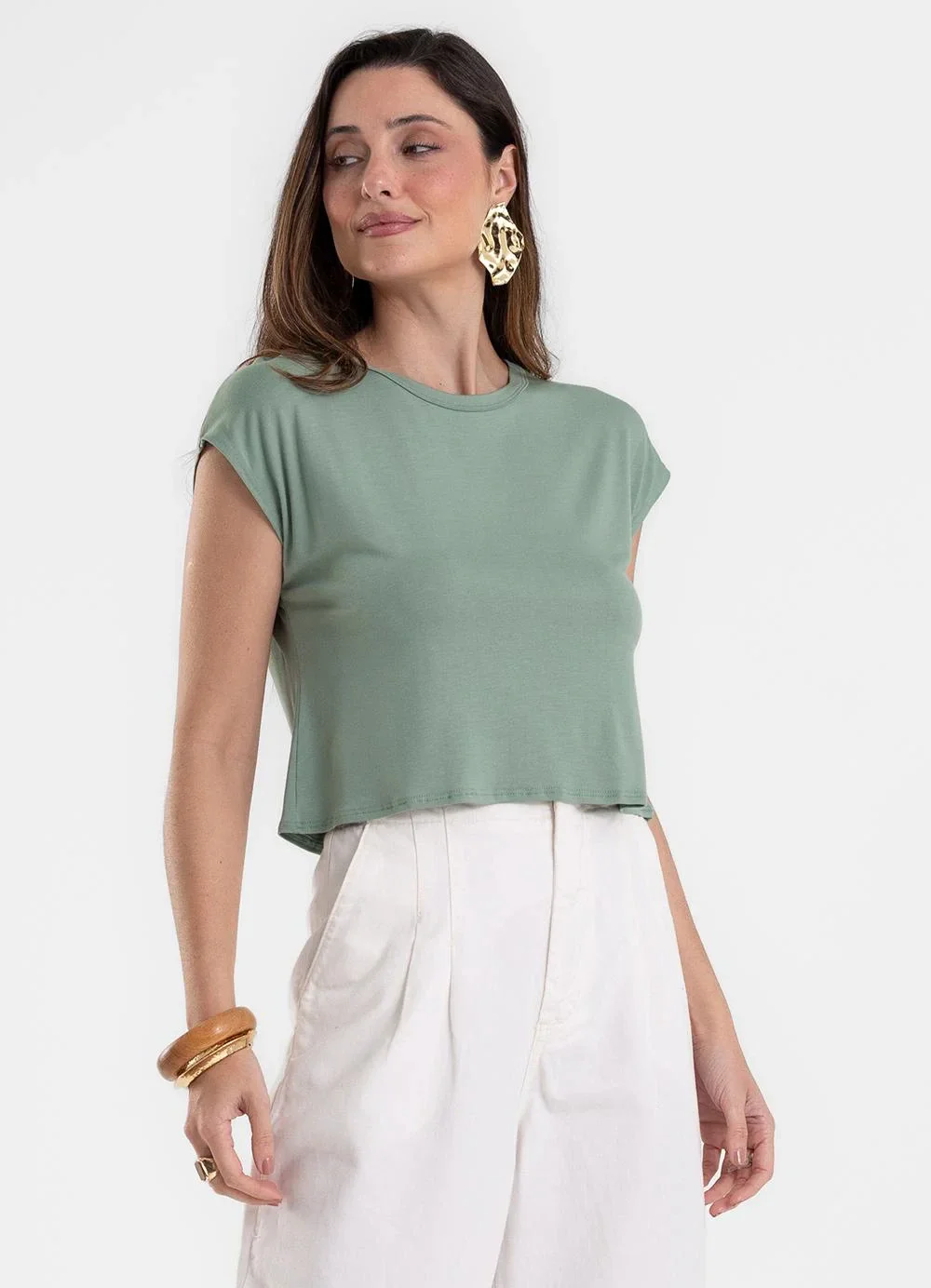 Rovitex - Blusa Básica Feminina Viscotorcion Verde