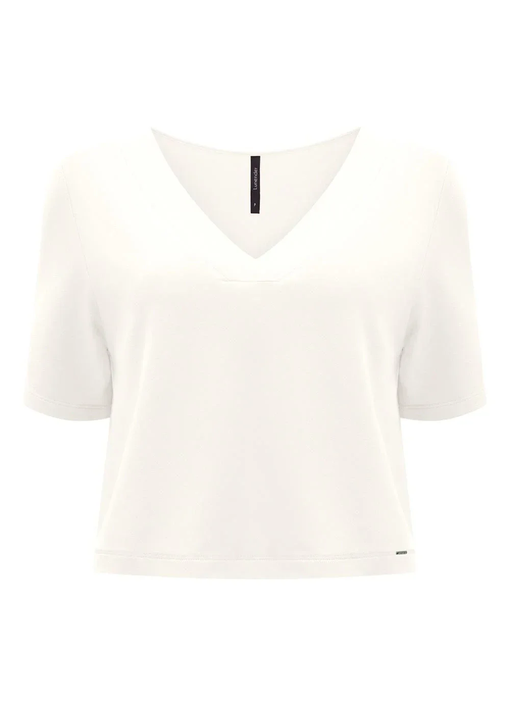 Lunender - Blusa Cropped com Decote em V Branco