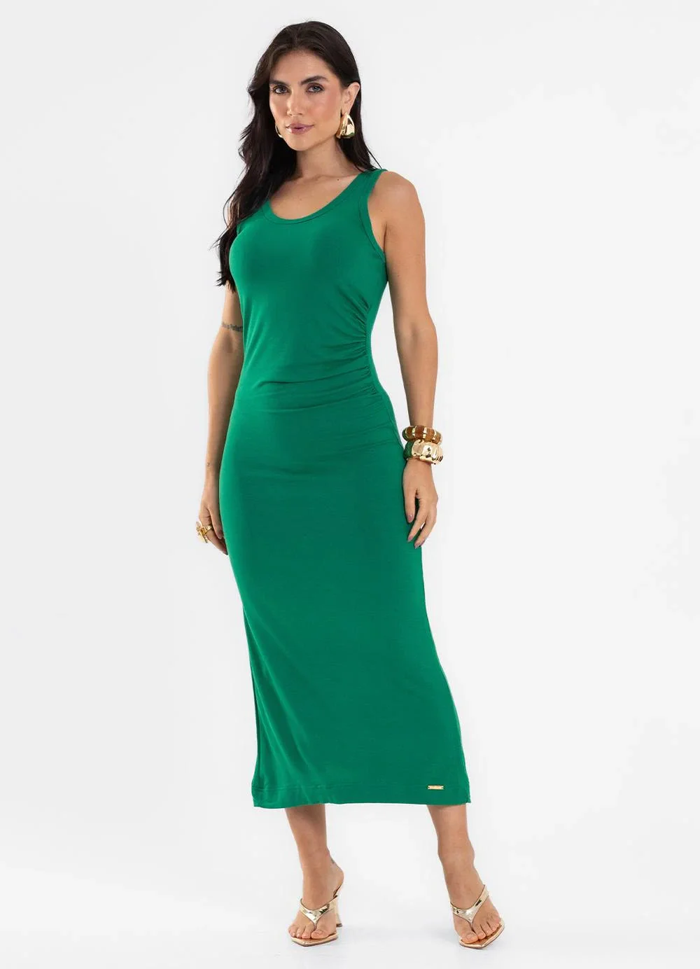 Rovitex - Vestido Super Midi Feminino Molecotton Verde