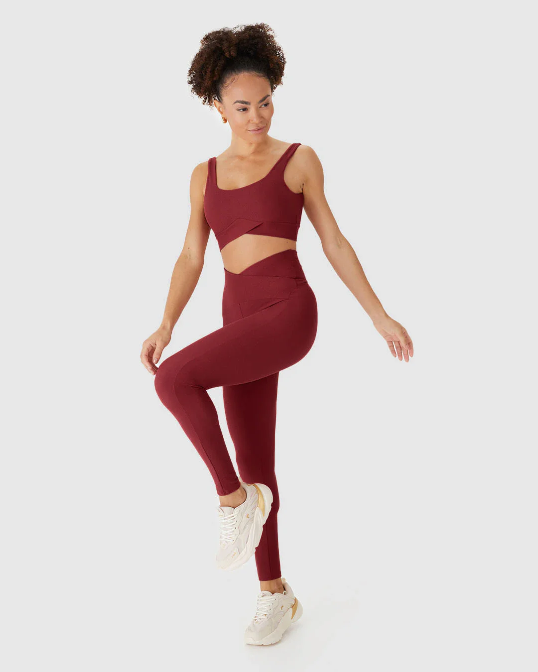 Calça Legging Esportiva Feminina Cós Transpassado Malha Poliamida Creponada Malwee Active