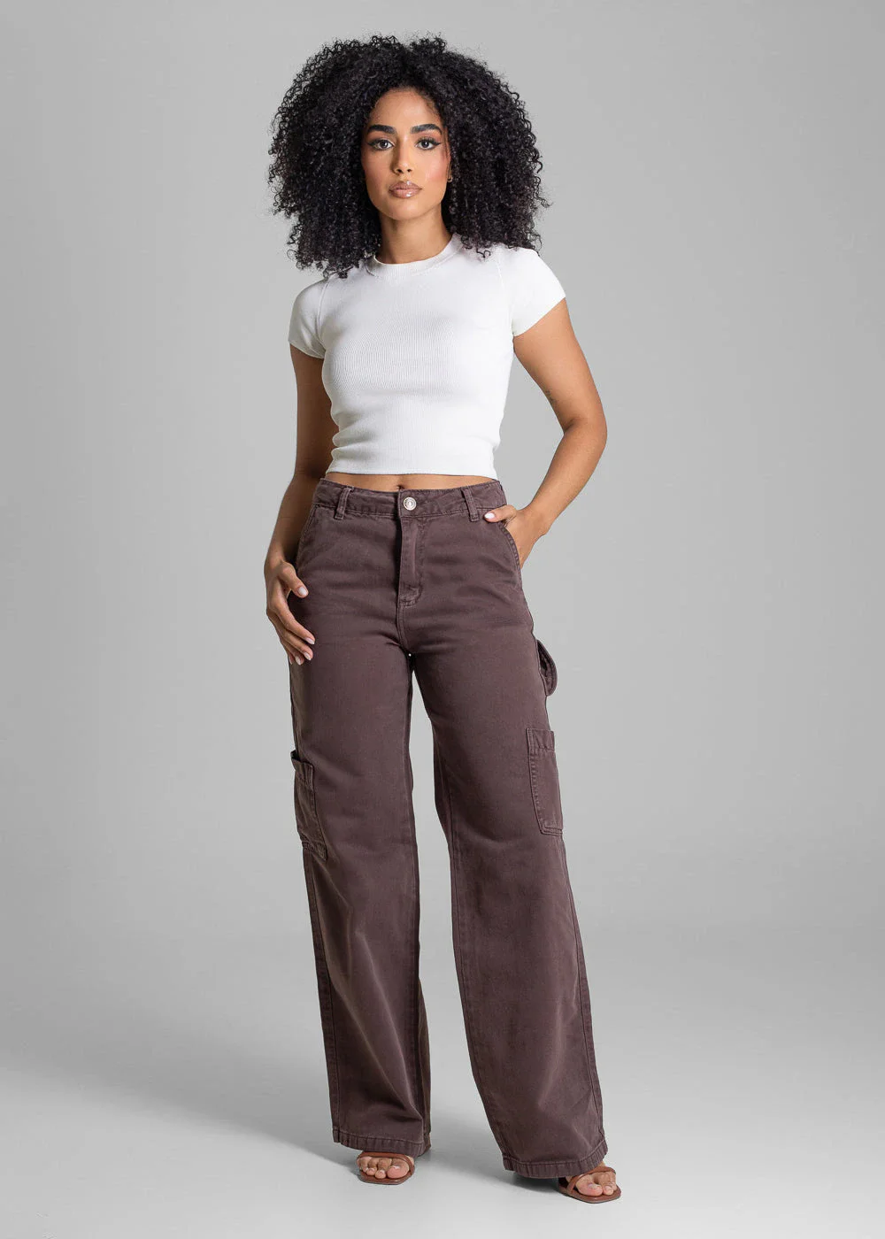 Calça Sarja Sawary Wide Leg - 283232 MARROM