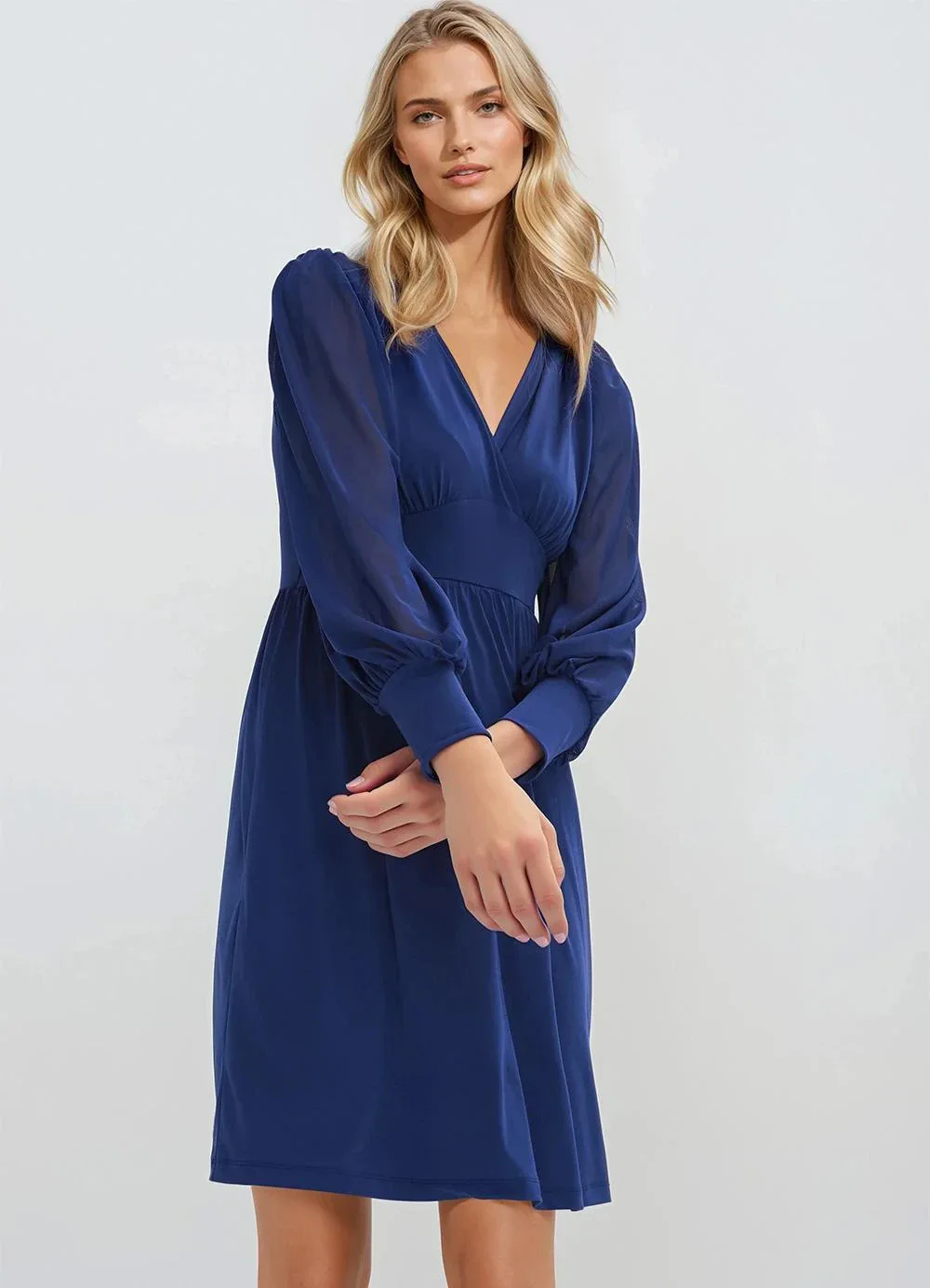 bonprix - Vestido Azul em Malha de Viscose