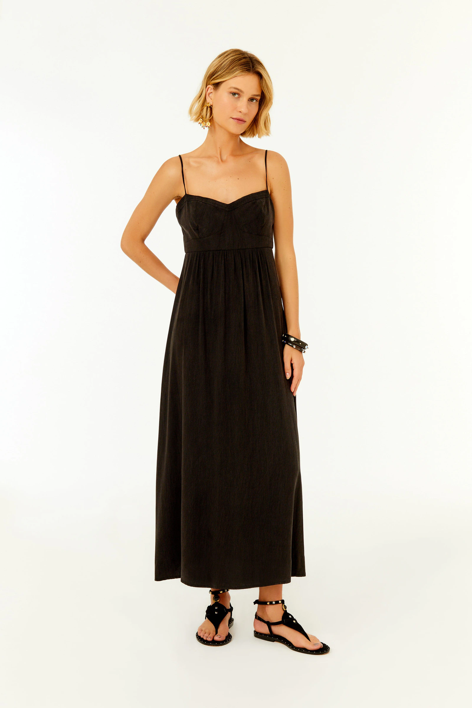 Vestido Midi Recortes Busto