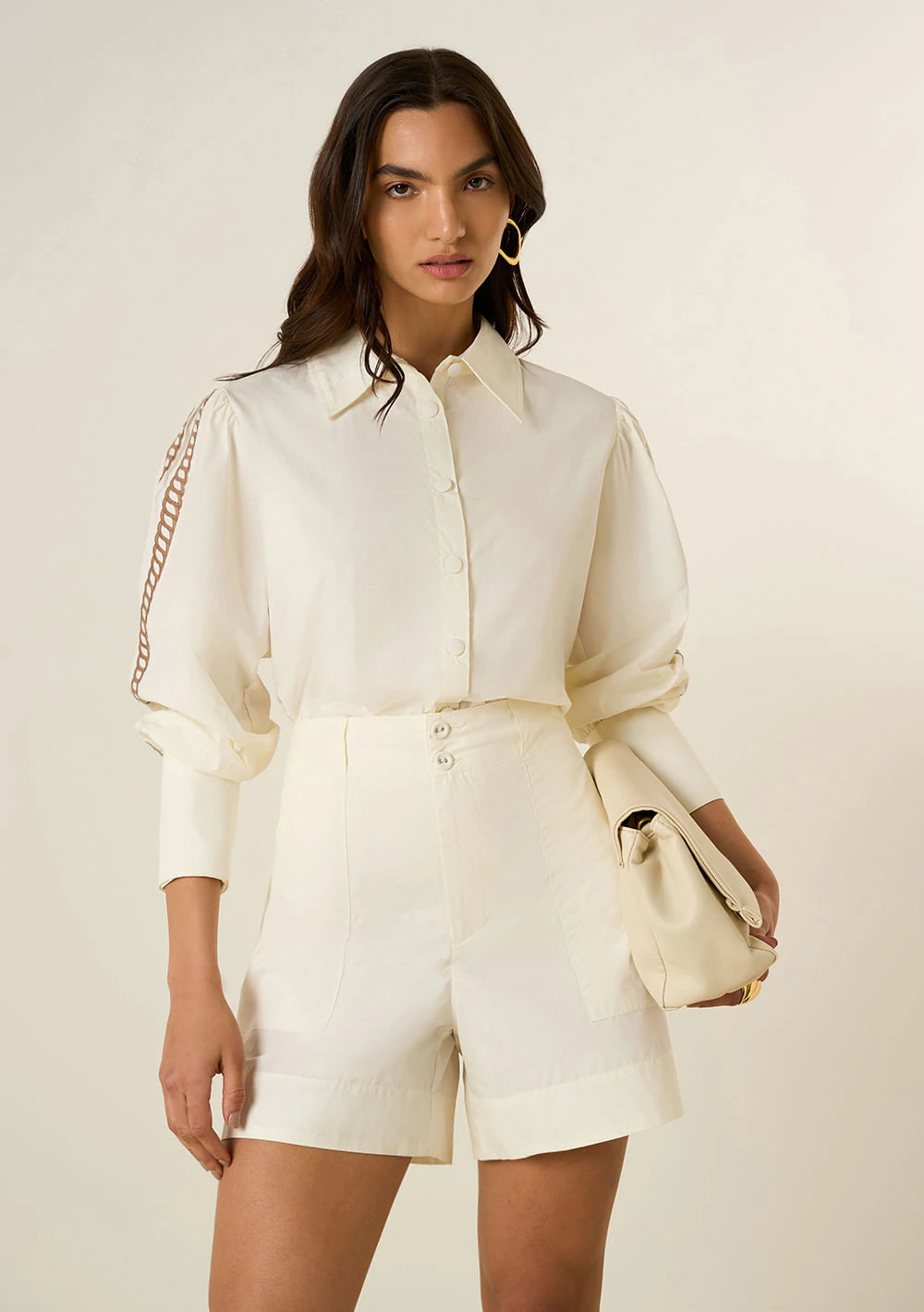 Shorts Maria.Valentina Amplo Alta Off White