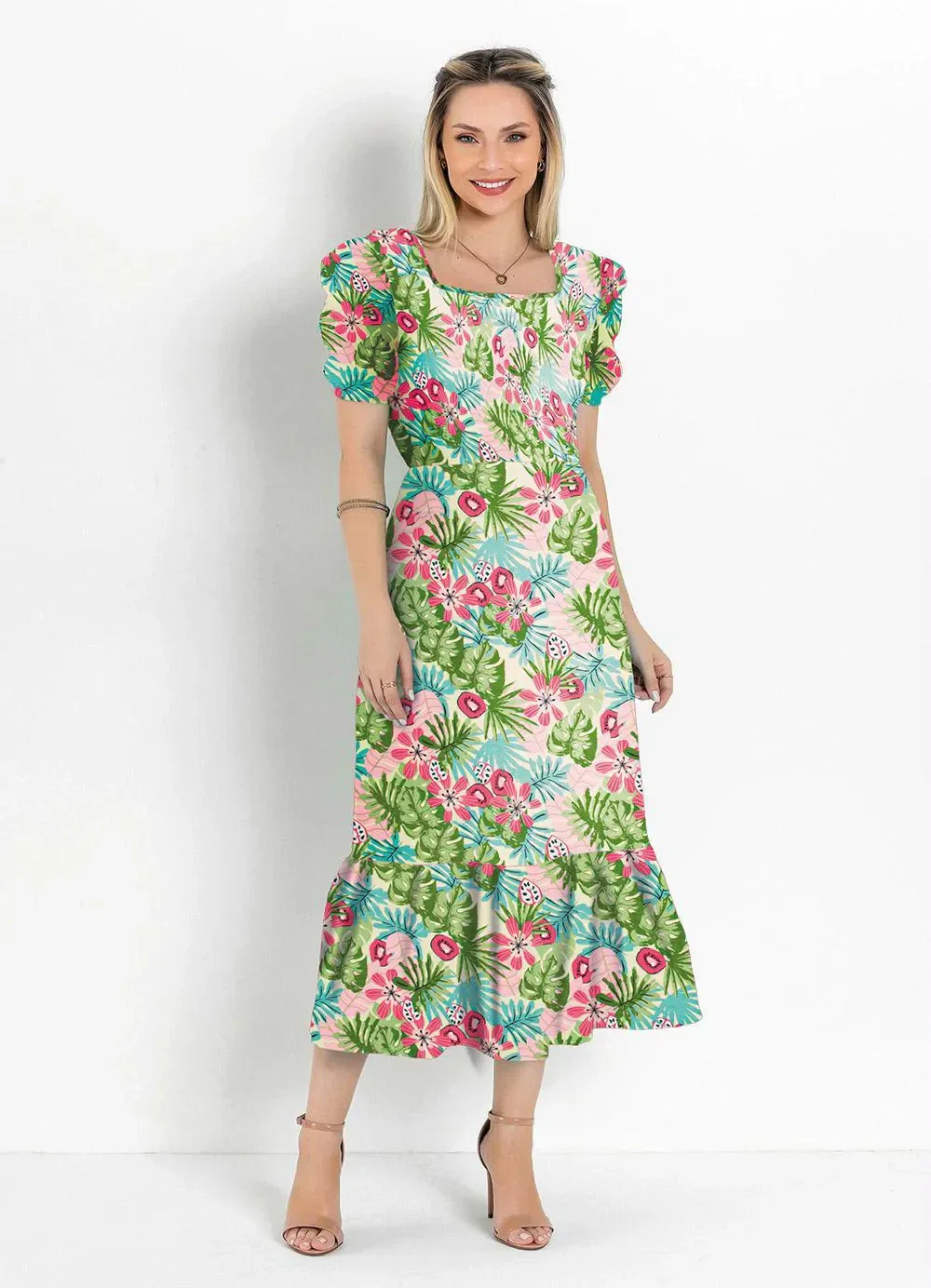 Rosalie - Vestido Floral AmareloDe Babado