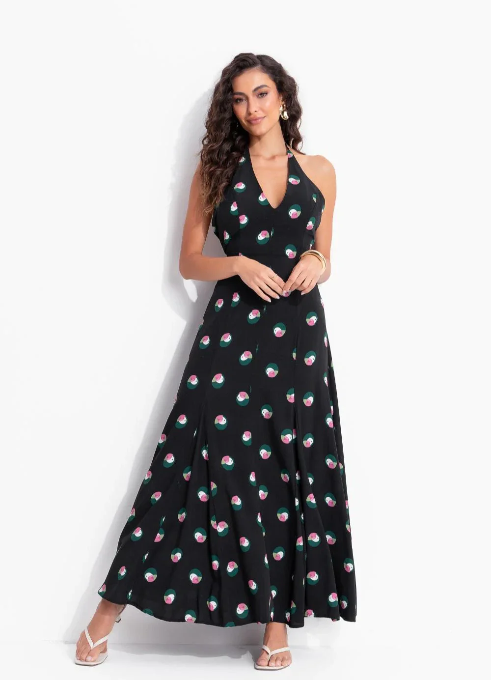 Farm - Vestido Nesgas Poá Ararinha Preto