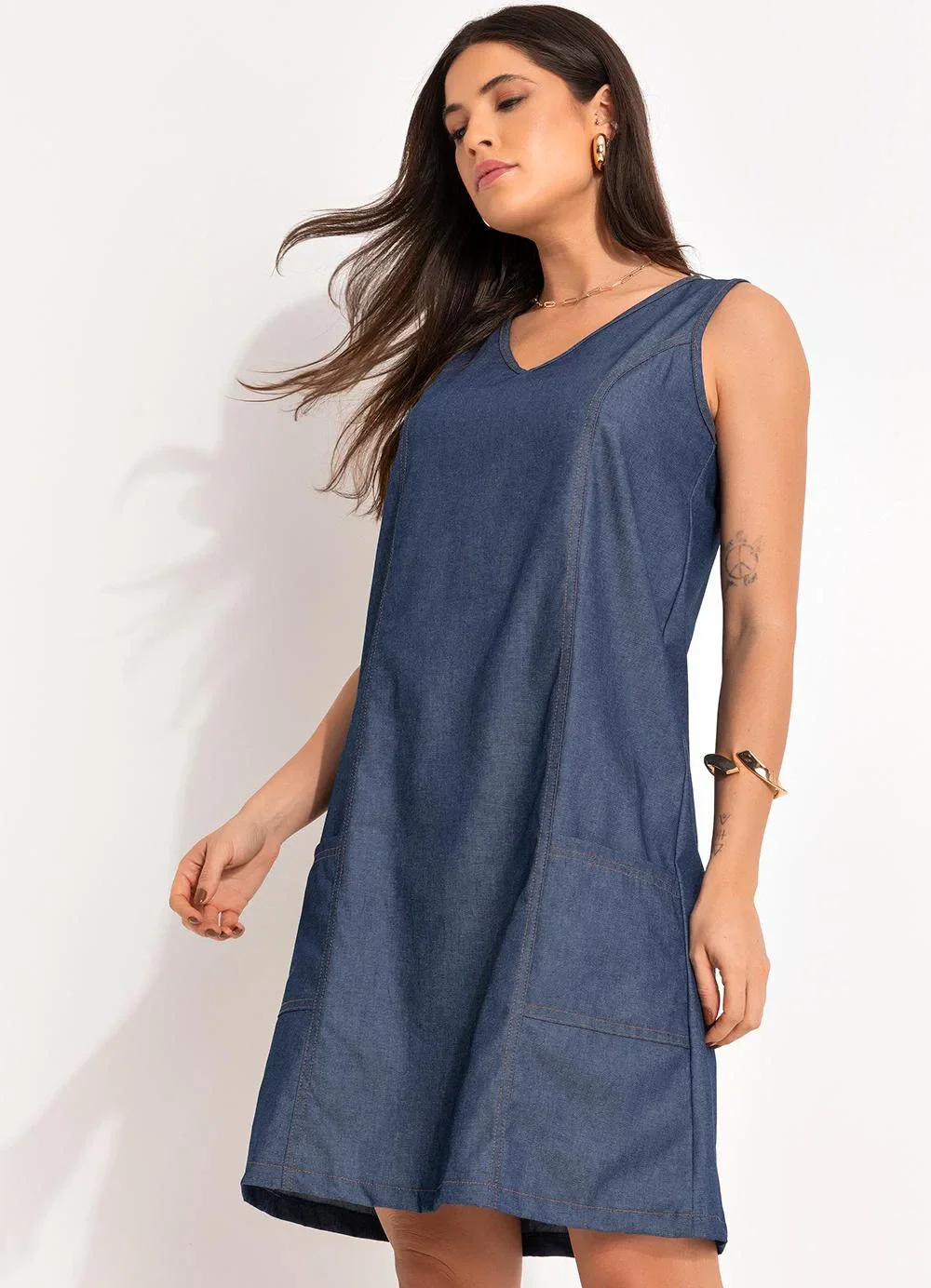 Bimini - Vestido Azul em Jeans Leve
