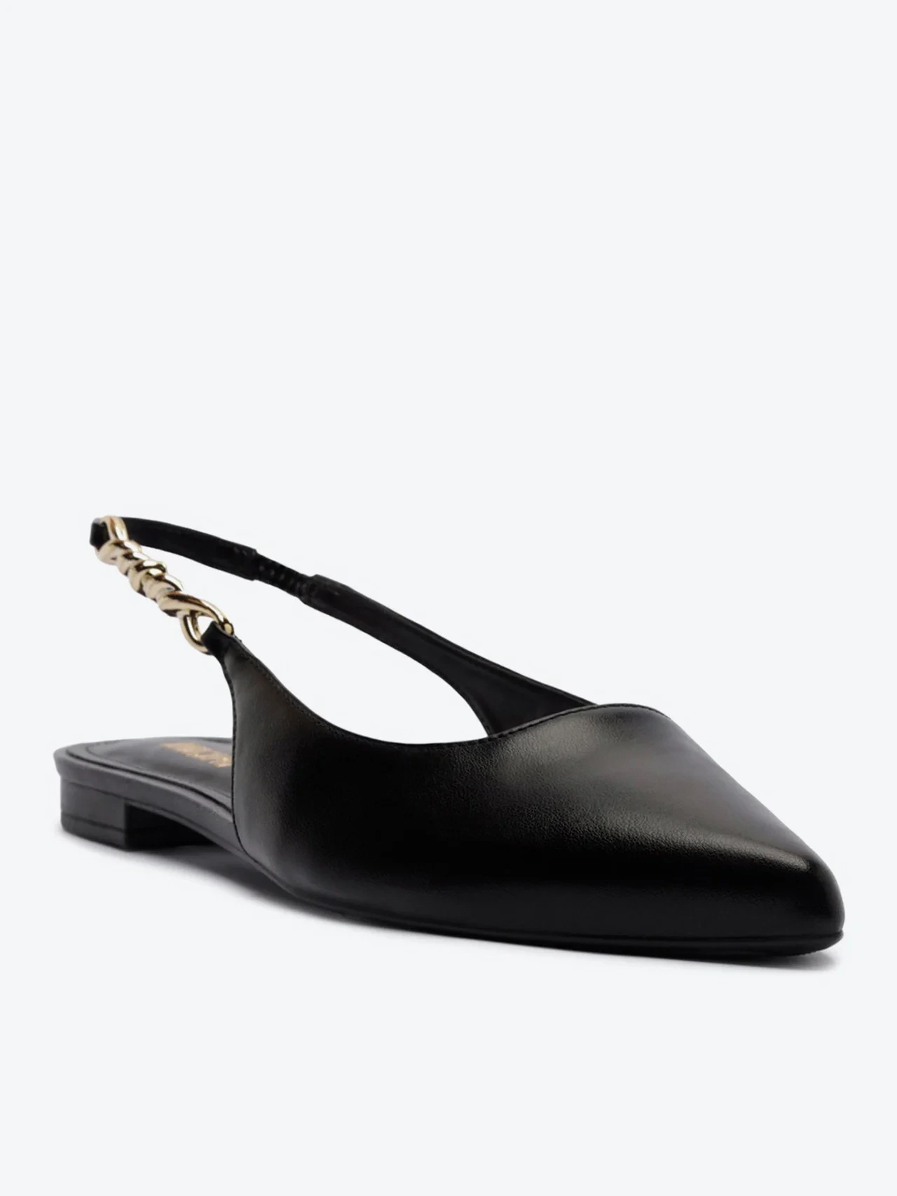 Sapatilha Slingback Bico Fino Metal Preta
