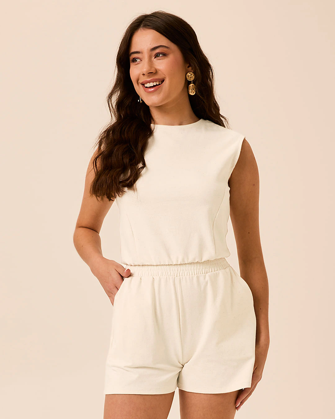 Blusa Feminina Regata Cava Deslocada Em Moletinho Stretch