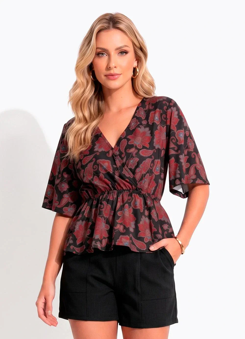 Quintess - Blusa Paisley Terroso em Malha Fria