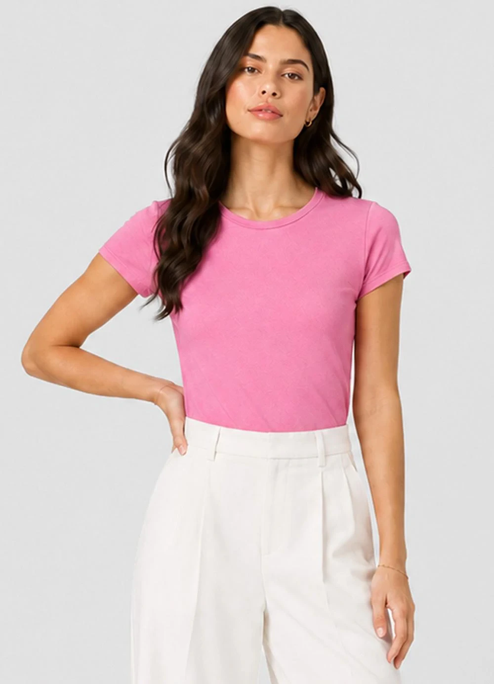 Infinita Cor - Blusa Feminina Básica Algodão Rosa