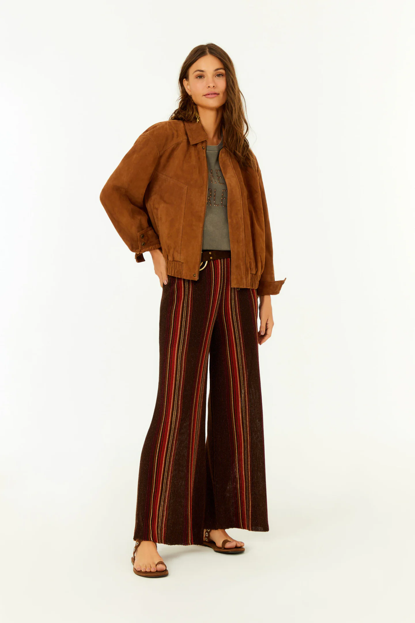 Calça Tricot Reta Ponto Listras