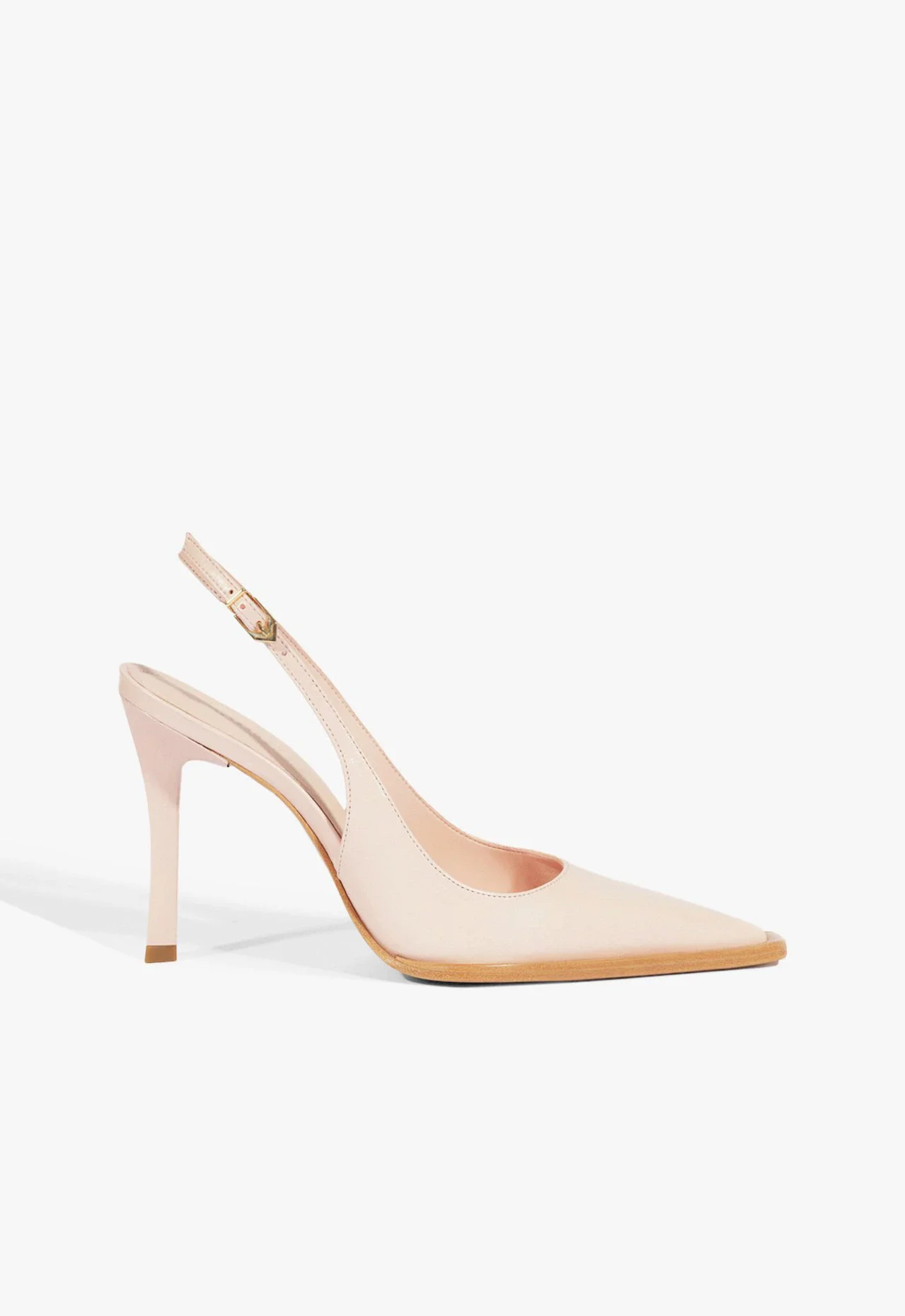 Sapato Scarpin Slingback Couro Madeira Rosa Claro