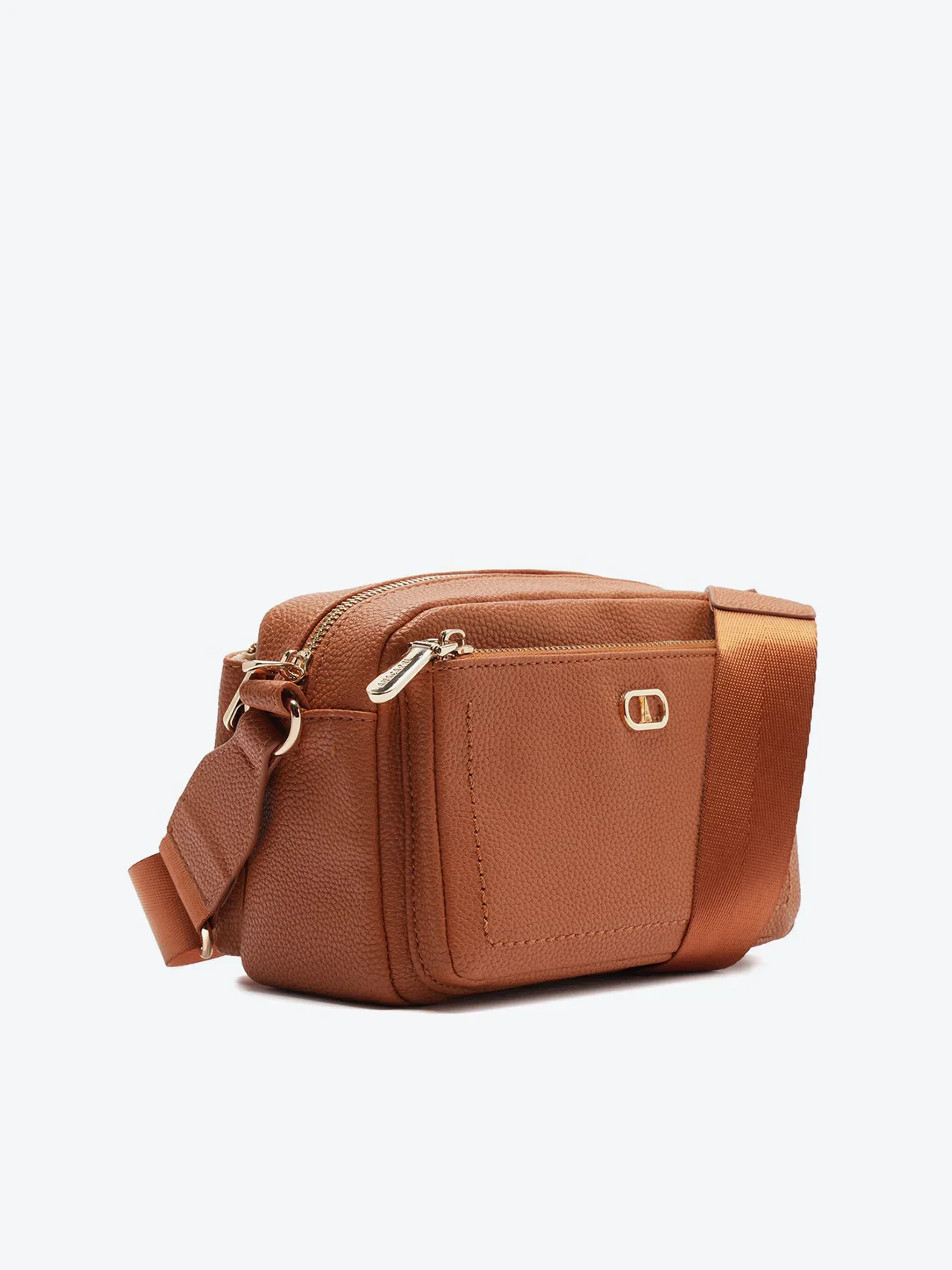 Bolsa Tiracolo Média Estruturada Gorgurão Marrom