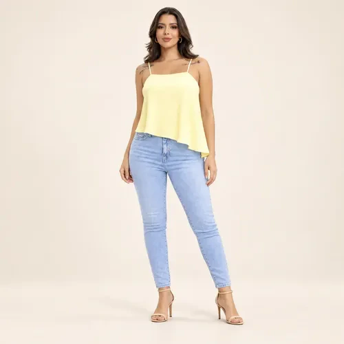 Regata Feminina Assimétrica Blusa Elegante De Alcinha
