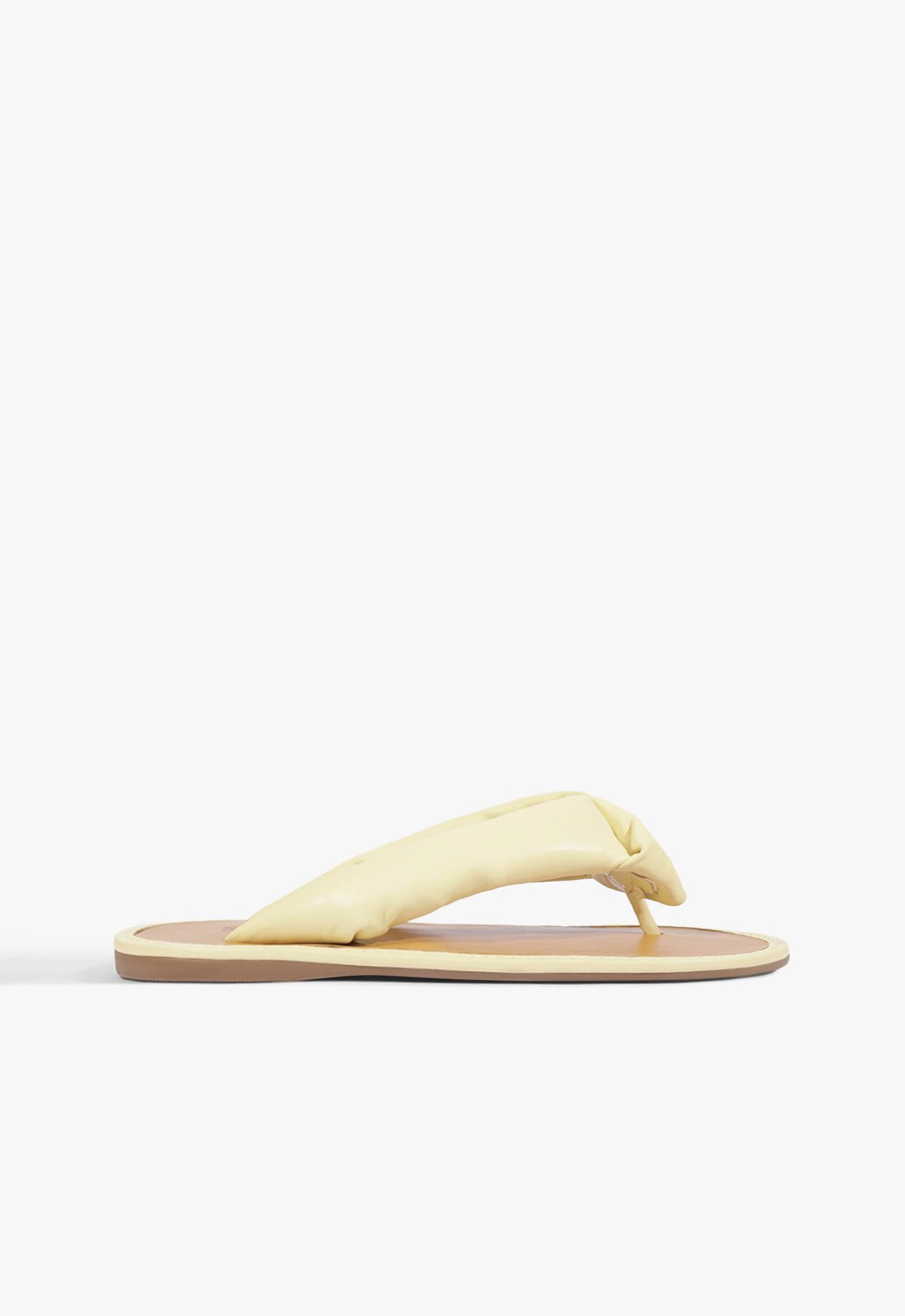 Rasteira Aurea Casual Couro Amarelo