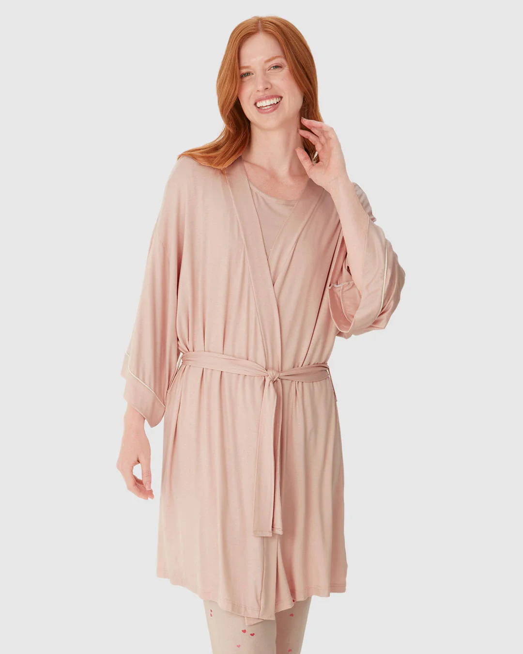 Robe Feminino Manga 7/8 Faixa Amarração Em Viscose Stretch