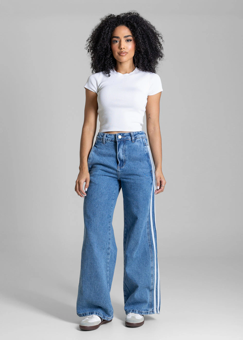 Calça Jeans Sawary Wide Leg Petit Listras - 283655 AZUL