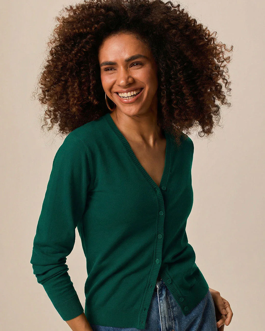 Cardigan Básico Feminino Decote V Em Tricô