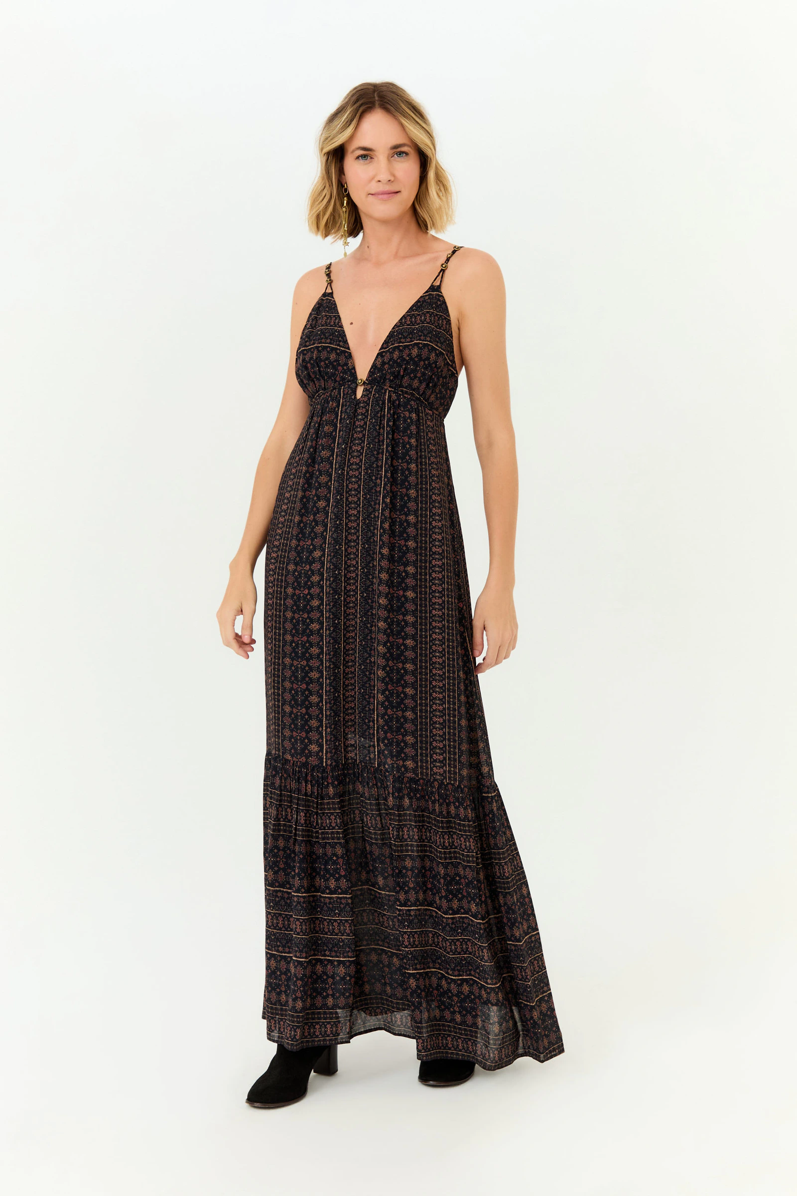 Vestido Midi Ggt Metais Estampa Ivy