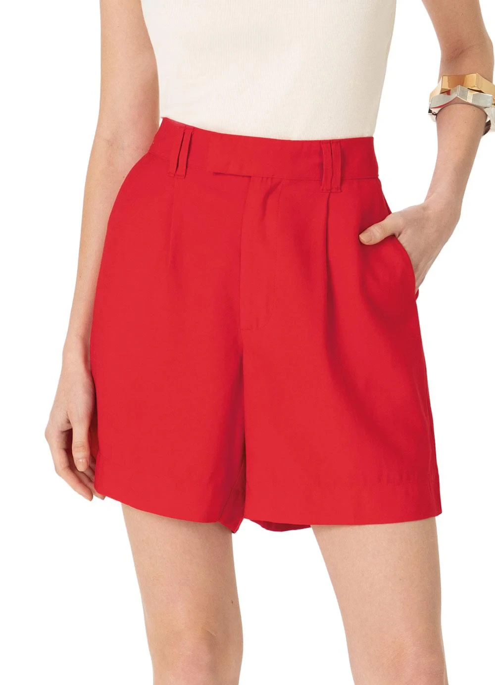 Enfim - Shorts Alfaiataria Vermelho