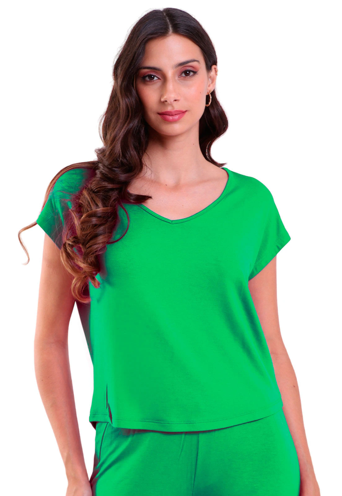 Blusa Feminina Manga Ampla Gola V