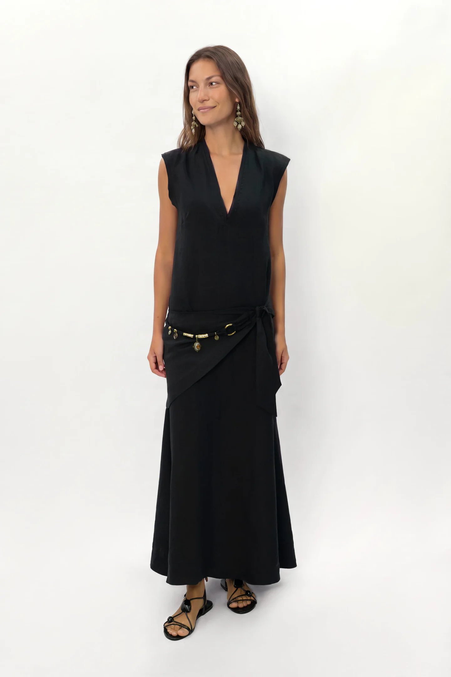 Vestido Midi Alça Metais