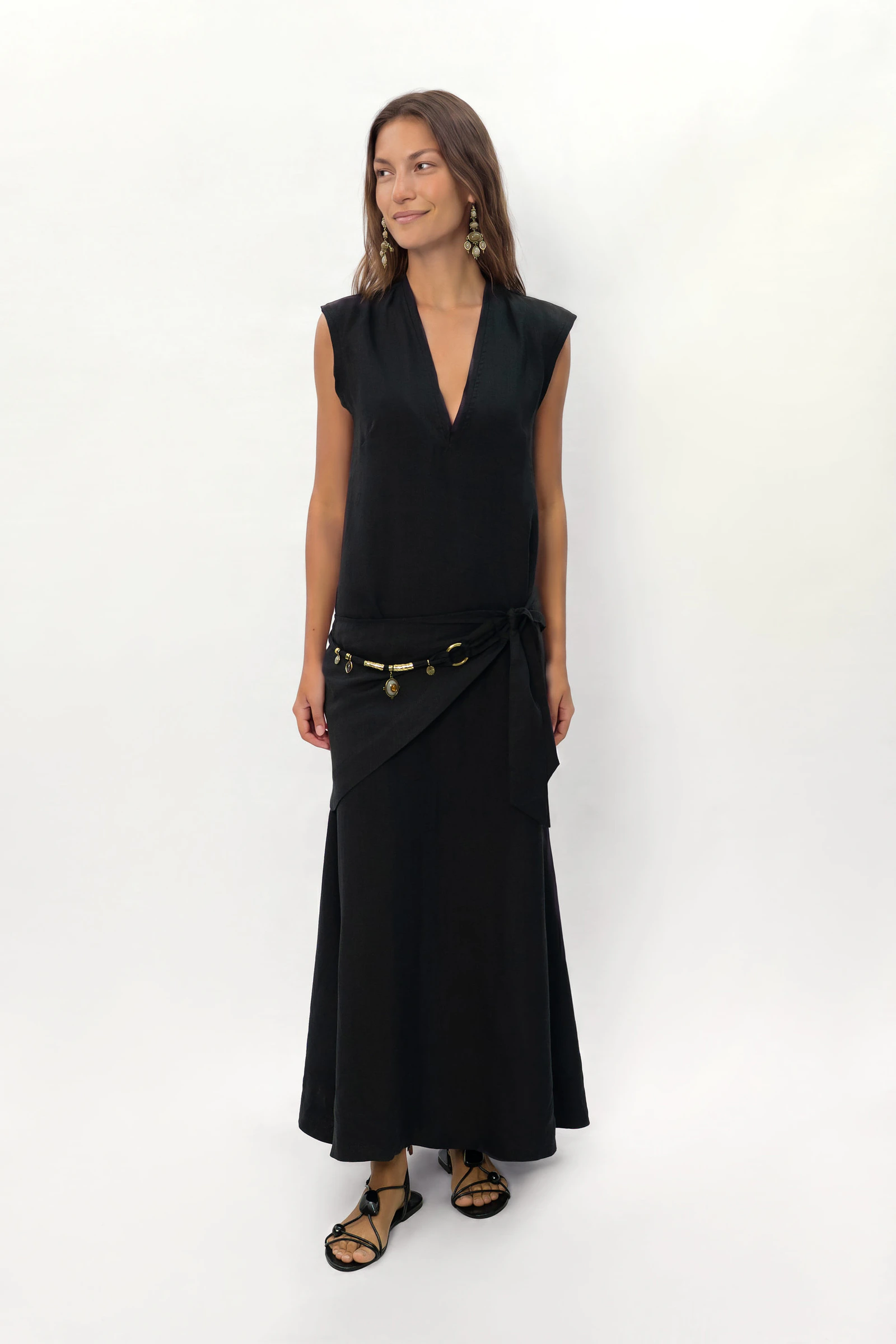 Vestido Midi Alça Metais