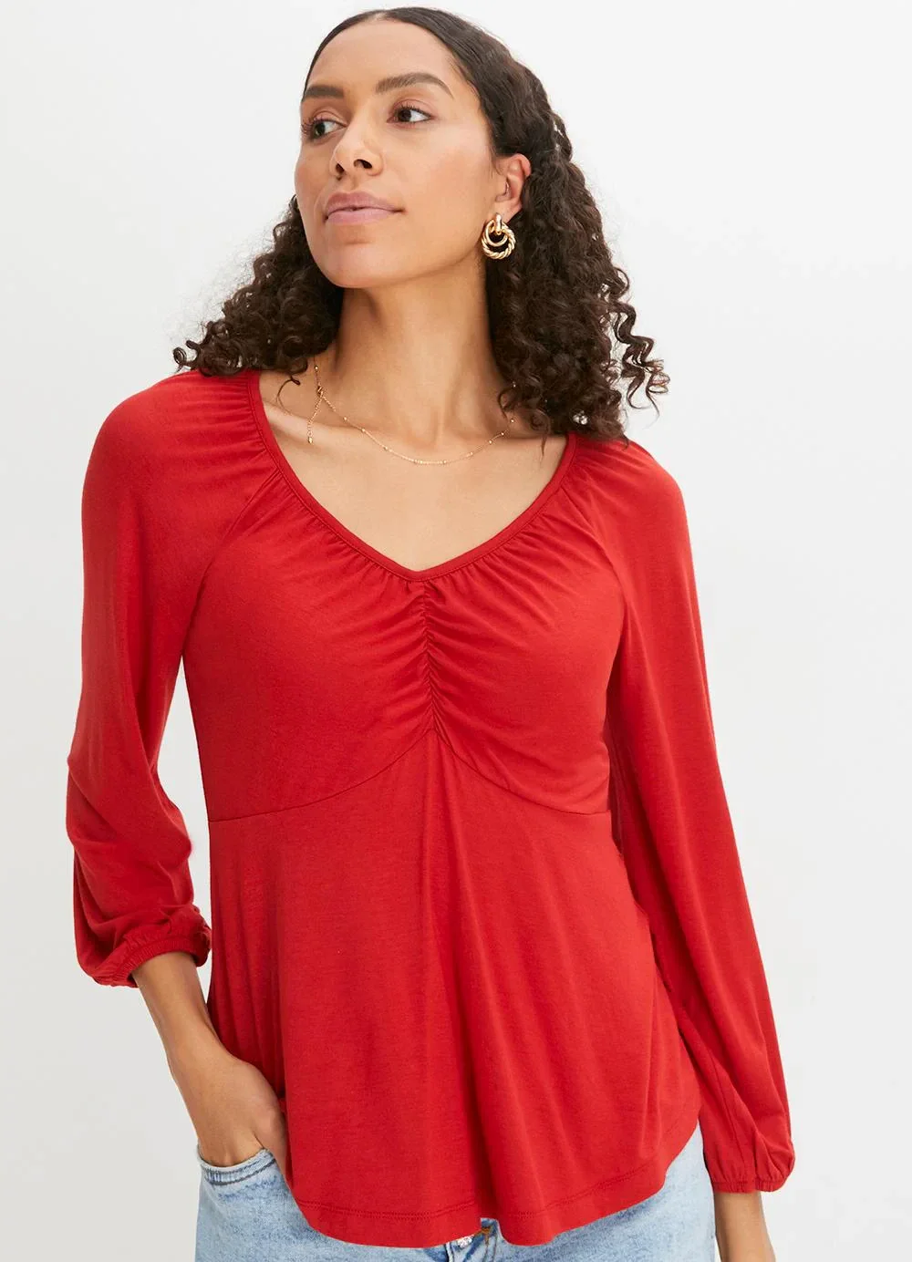 bonprix - Blusa Vermelha em Malha de Viscose