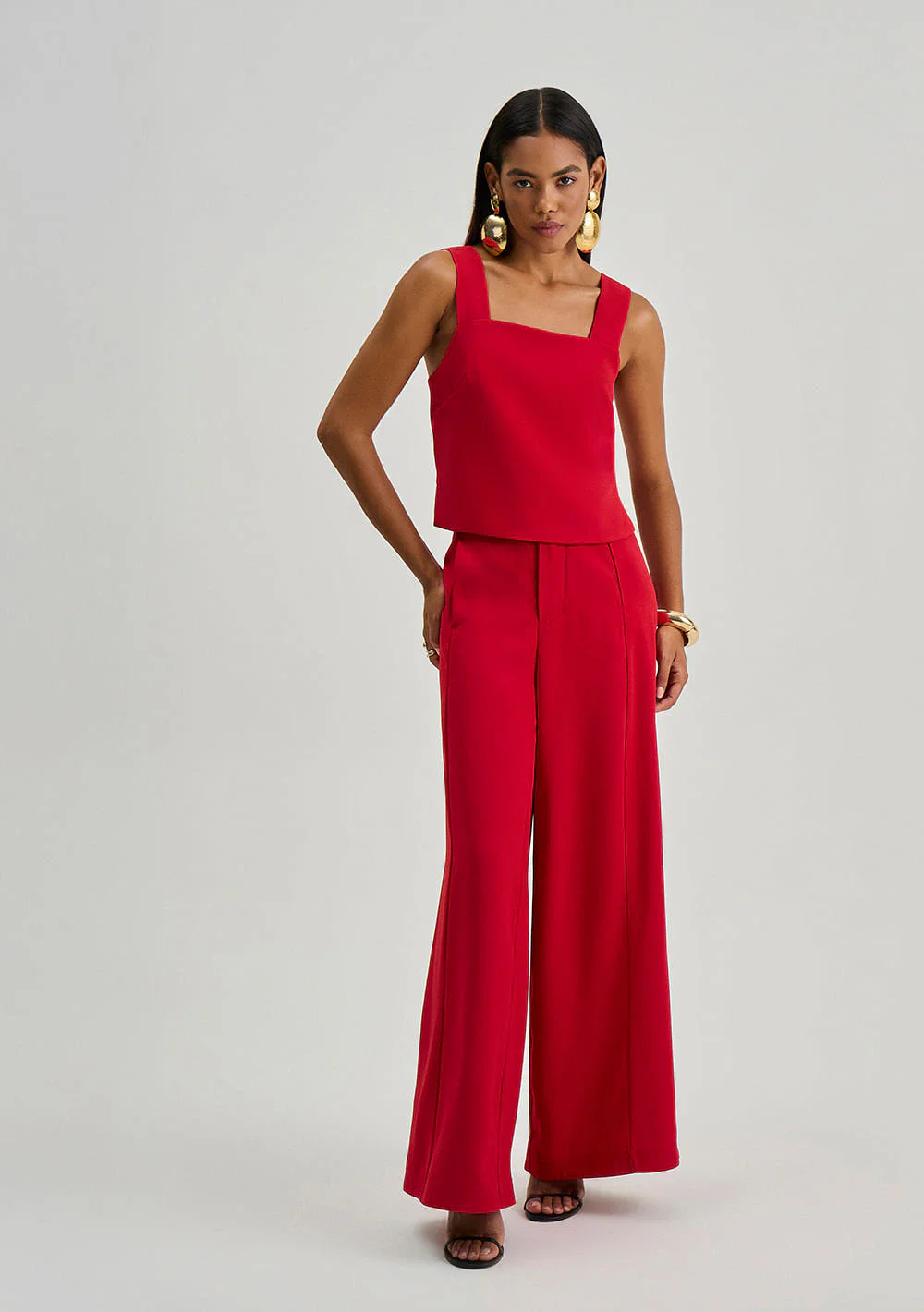 Calça Iódice Wide Alta Vermelho
