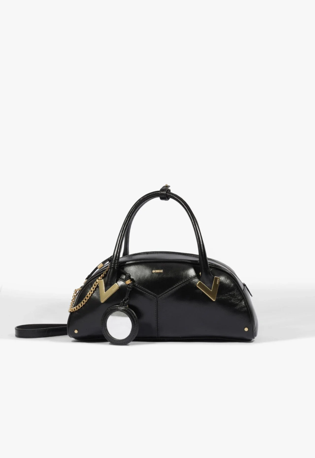 Bolsa Mini Bowling Amber Couro Preta