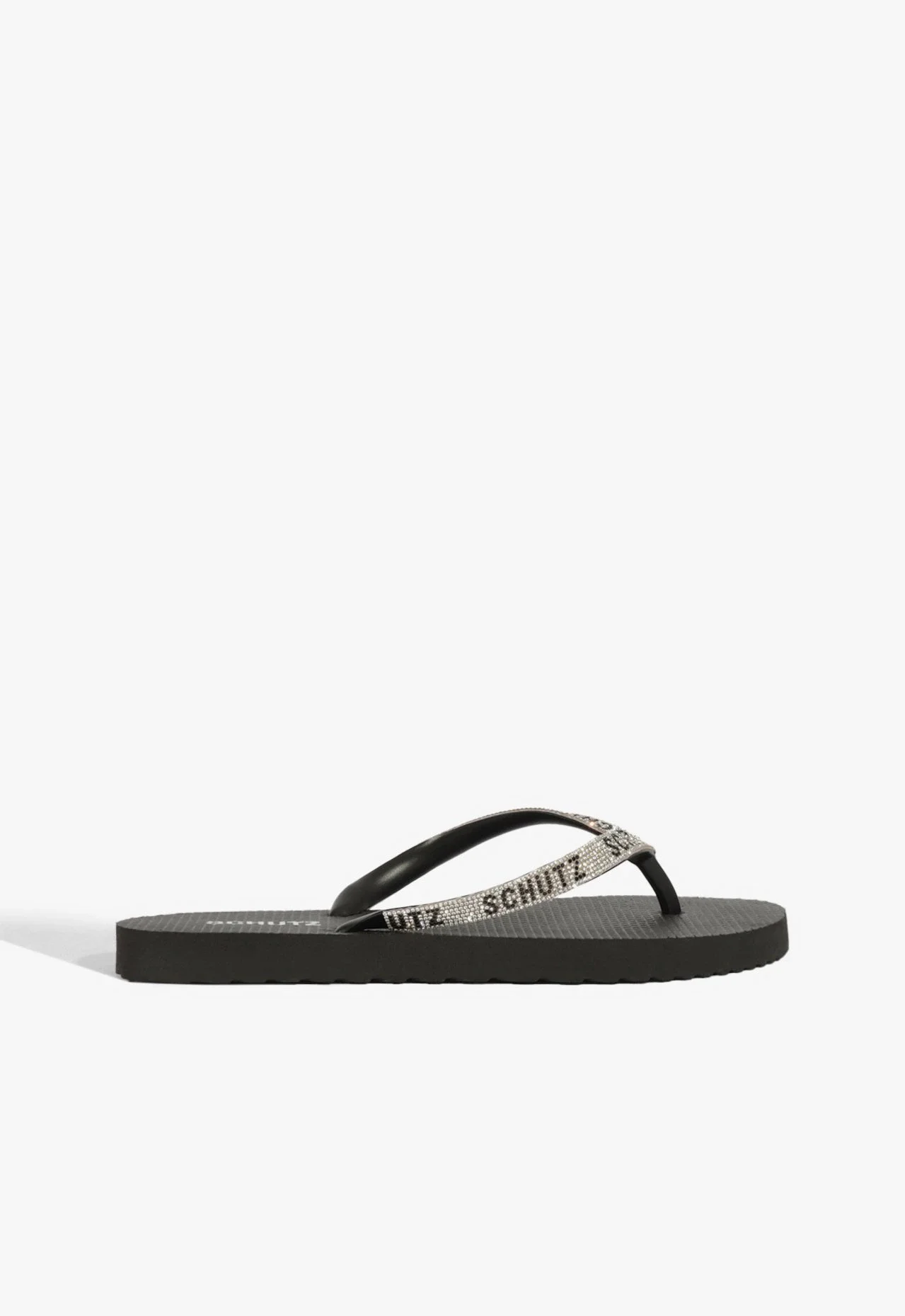 Chinelo Preto com Tiras de Strass