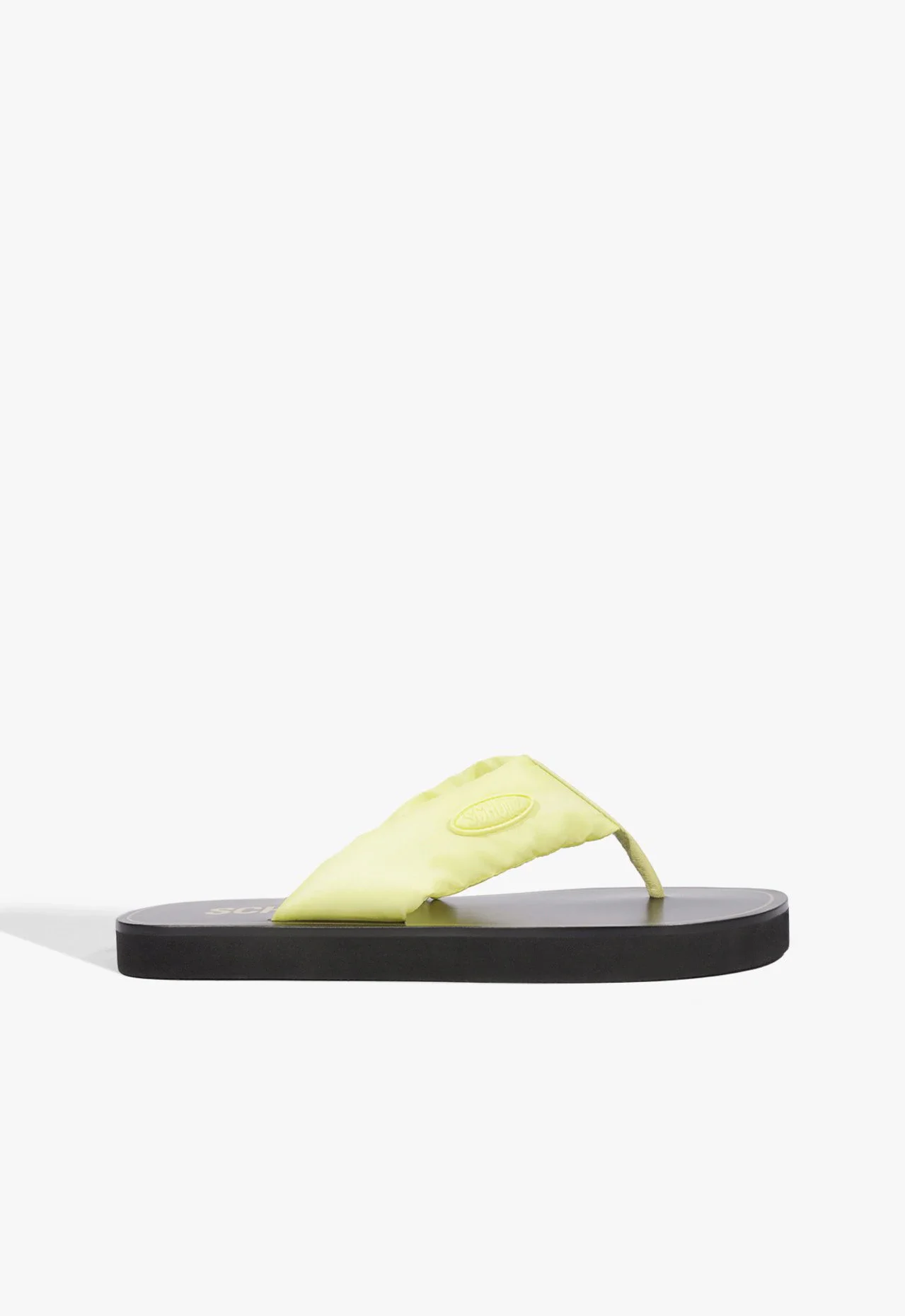 Sandália Flatform Tira V Preta Amarela
