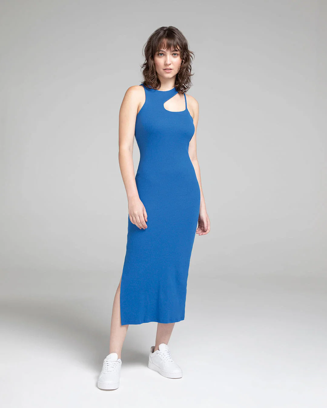 Vestido Midi Feminino Decote Cut Out Em Ribana - ENFIM