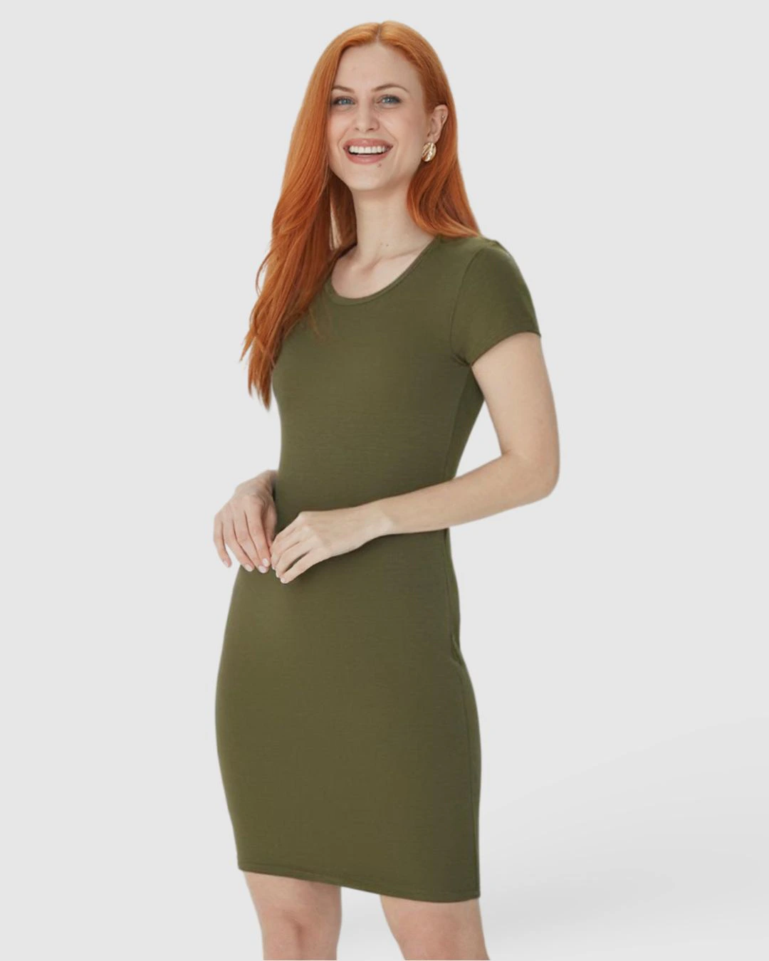 Vestido Básico Feminino Manga Curta Em Viscose Stretch