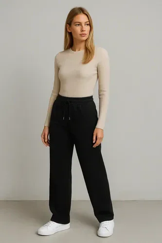 Calça Wide Leg Moletom Feminina Pantalona Peluciada Flanela